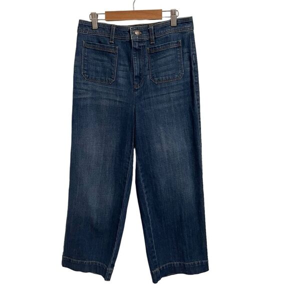 Talbots Flawless High Waist Wide Leg Crop Jeans Dark Wash Size 4 - Picture 2 of 8
